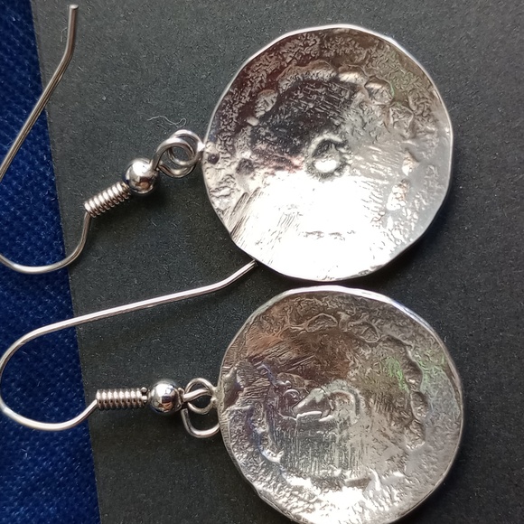 Silver Stamped Concho Dangle Earrings - Picture 15 of 16